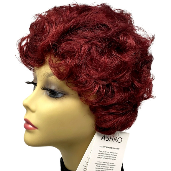 Dark Burgundy Wine Pixie Wig ASHRO Short Curly Synthetic Hair Women Teens NWT - Picture 1 of 10